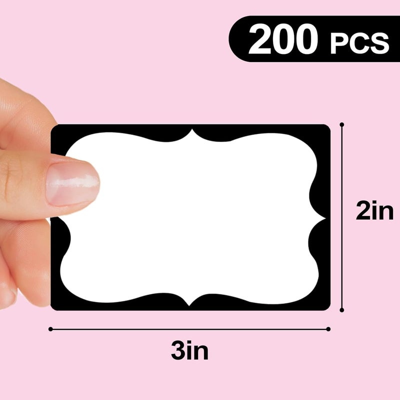 labelon Black Name Tags,2"x 3" Name Tag Stickers with Black Border 200 Pcs Adhesive Name Tags Sticker Name Badges Labels for Christmas, School, Office, Home, Party, Conferences - Image 2